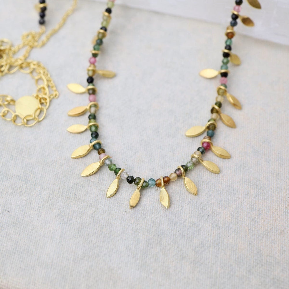 
                      
                        NKL-GPL Multi Tourmaline & Gold Leaves Necklace
                      
                    