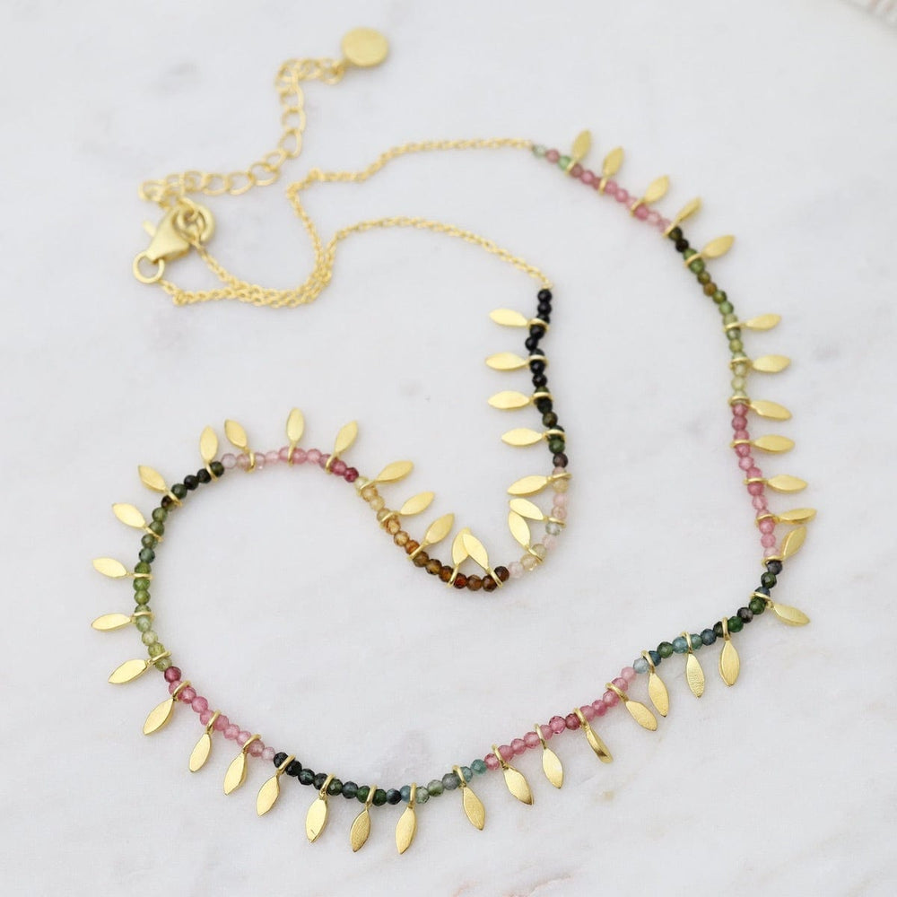 
                      
                        NKL-GPL Multi Tourmaline & Gold Leaves Necklace
                      
                    