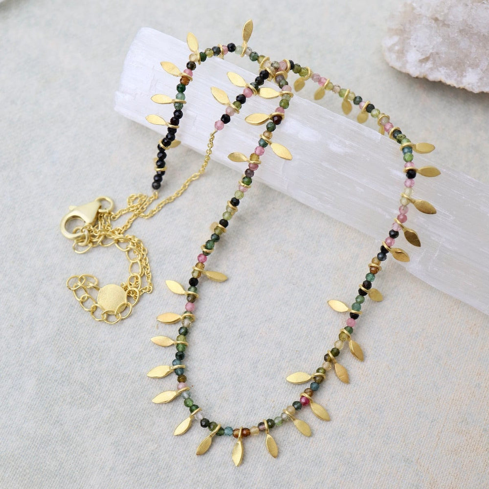 
                      
                        NKL-GPL Multi Tourmaline & Gold Leaves Necklace
                      
                    