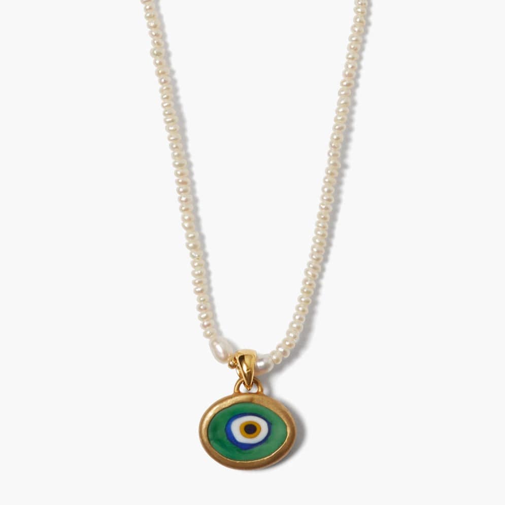 
                      
                        NKL-GPL Mya Evil Eye Necklace in White Pearl
                      
                    