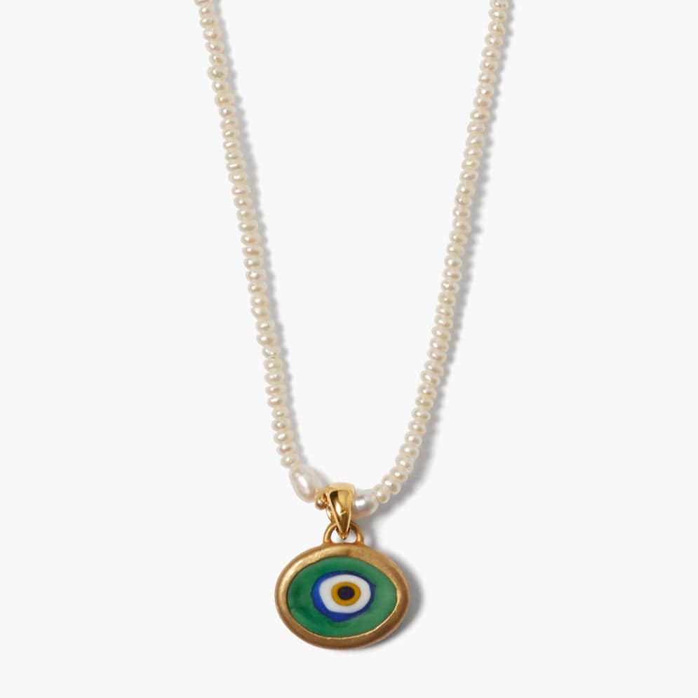 NKL-GPL Mya Evil Eye Necklace in White Pearl