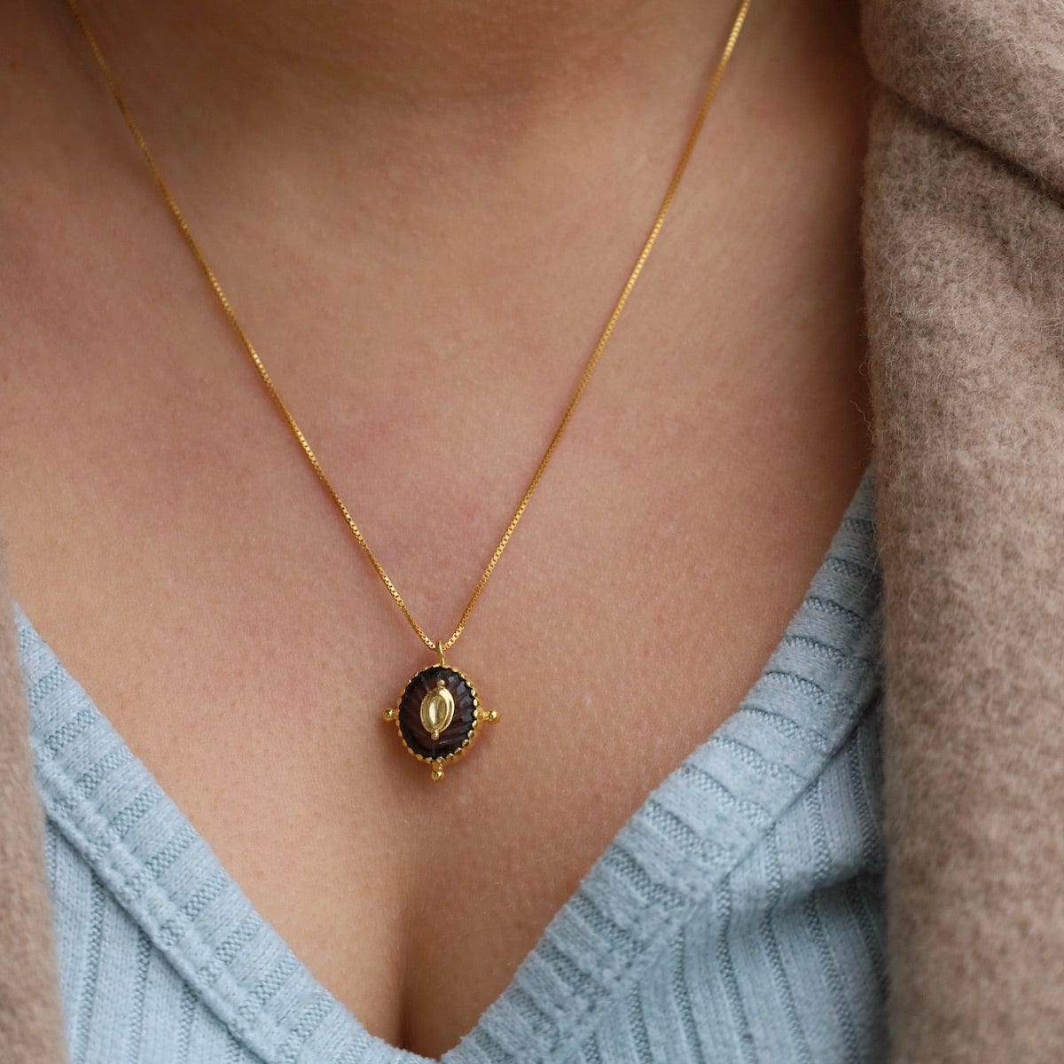 NKL-GPL Natural Smokey Quartz Necklace