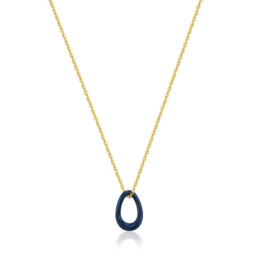 
                      
                        NKL-GPL Navy Blue Enamel Gold Twisted Pendant Necklace
                      
                    