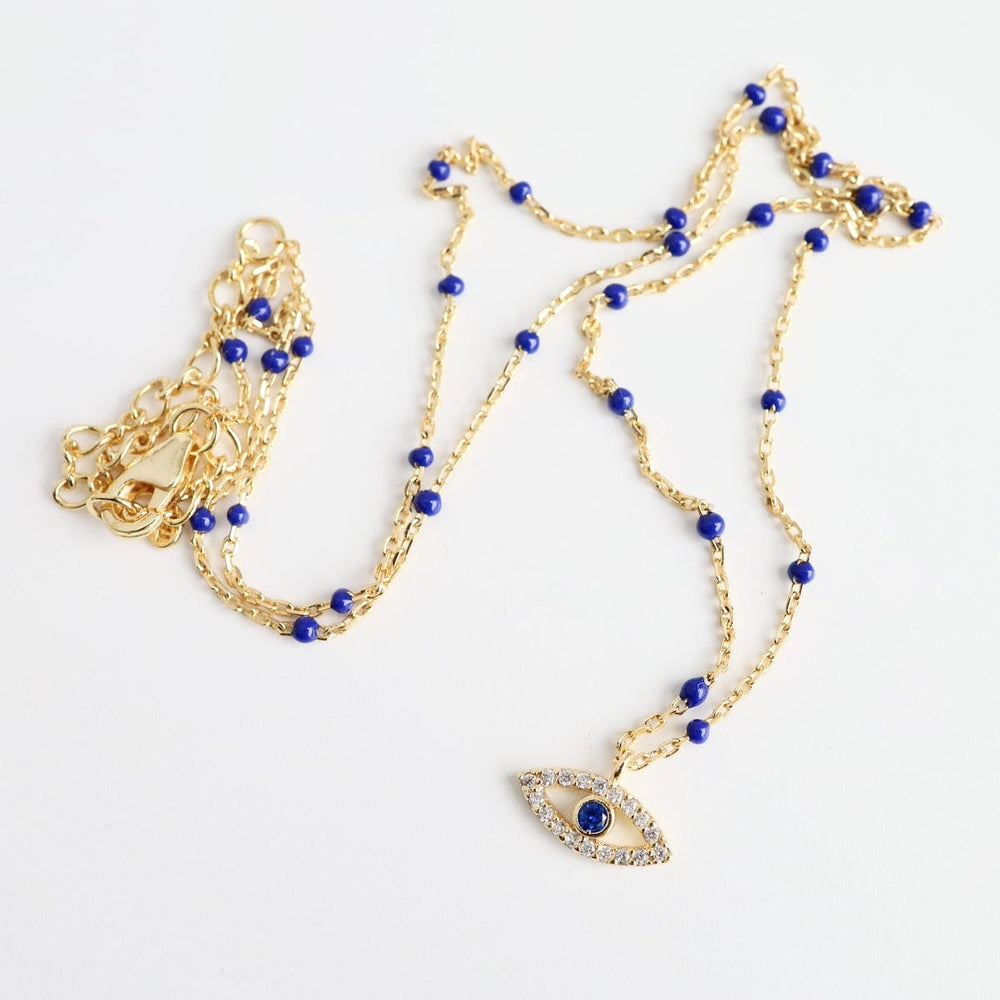 
                  
                    NKL-GPL Navy Epoxy Chain with CZ Evil Eye Necklace
                  
                