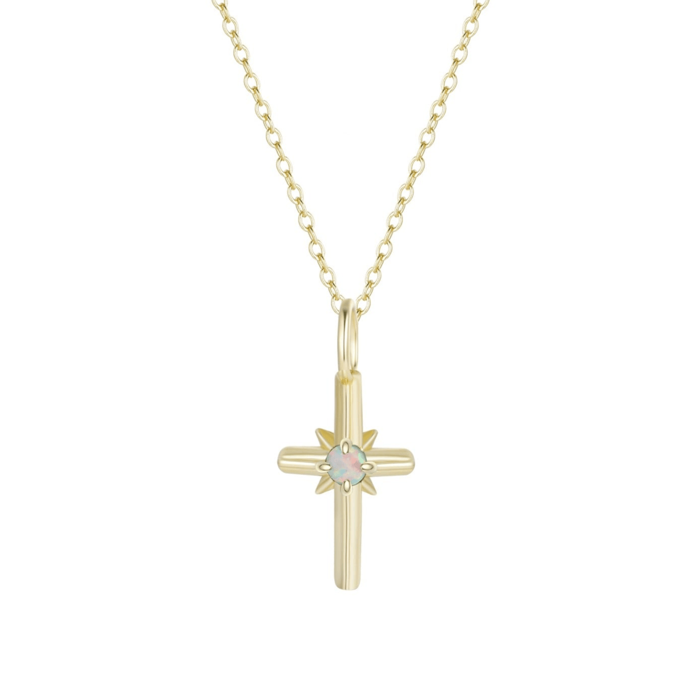 NKL-GPL Opal Cross Charm Necklace