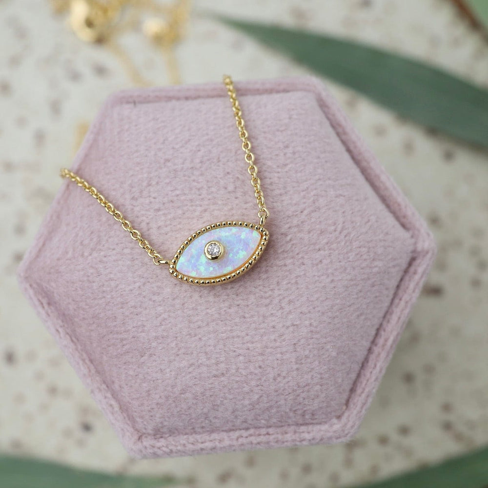 
                  
                    NKL-GPL Opal Inlay Evil Eye Pendant Necklace
                  
                