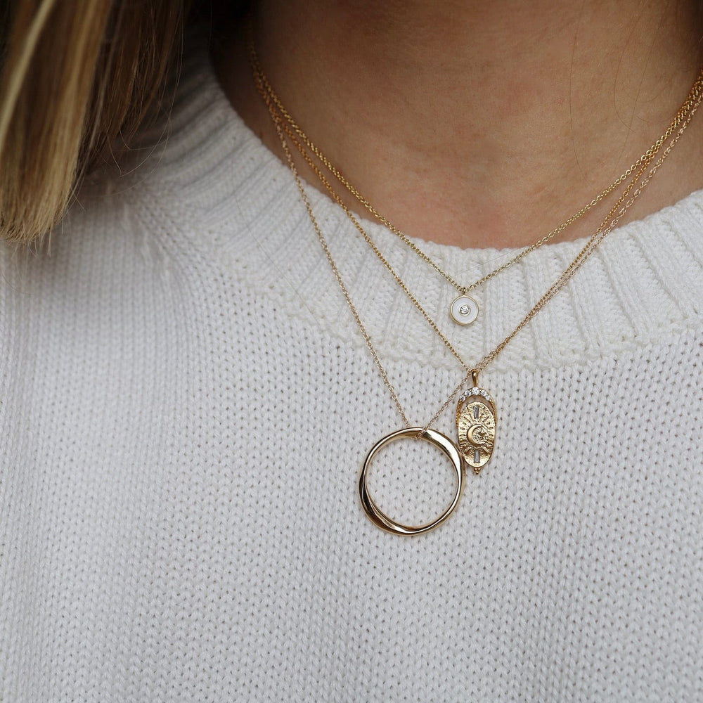 
                      
                        NKL-GPL Optic White Enamel Disc Gold Necklace
                      
                    