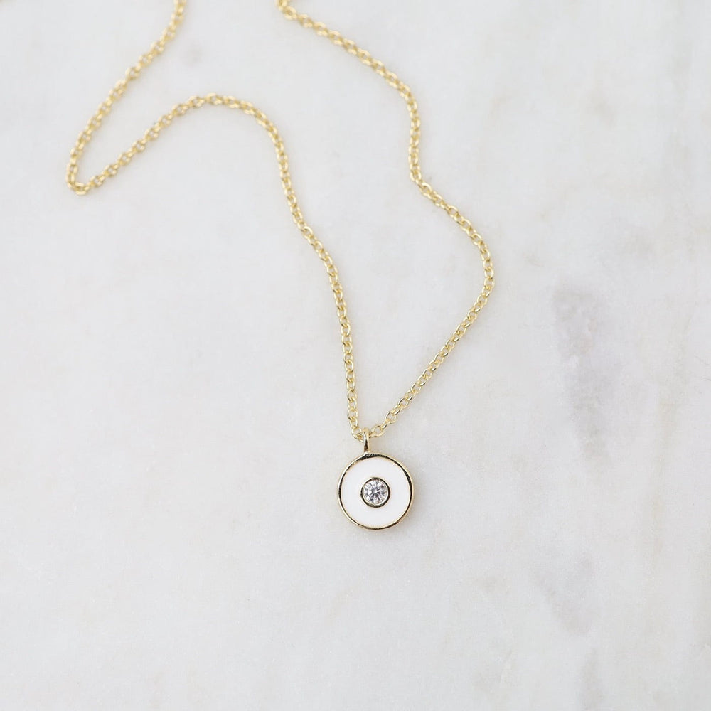 
                      
                        NKL-GPL Optic White Enamel Disc Gold Necklace
                      
                    