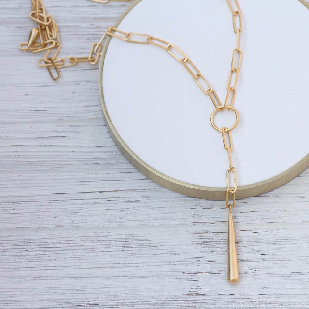 
                      
                        NKL-GPL Paperclip Y Drop Necklace - Gold Plate
                      
                    