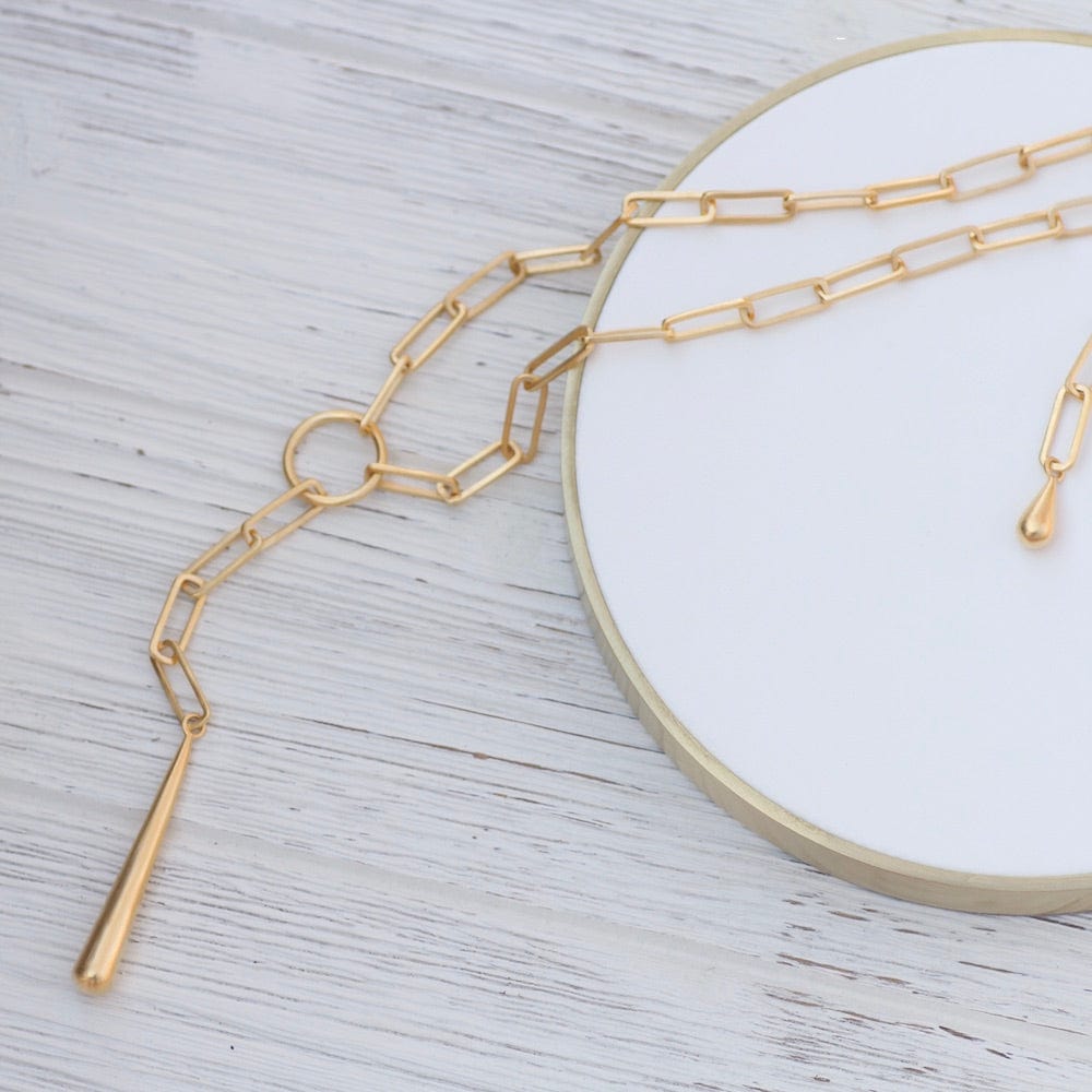 
                      
                        NKL-GPL Paperclip Y Drop Necklace - Gold Plate
                      
                    