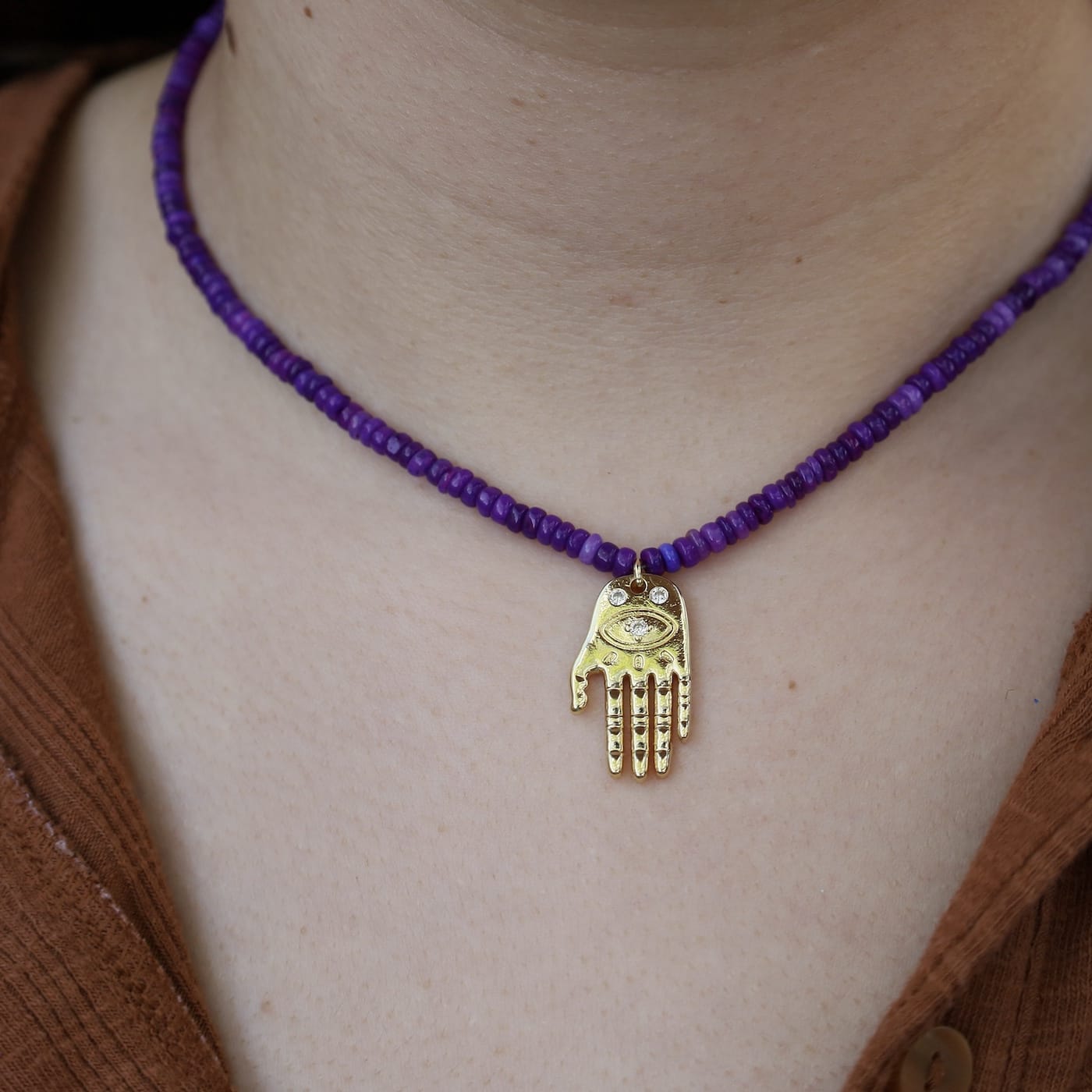 NKL-GPL Passion Flower Hamsa Necklace