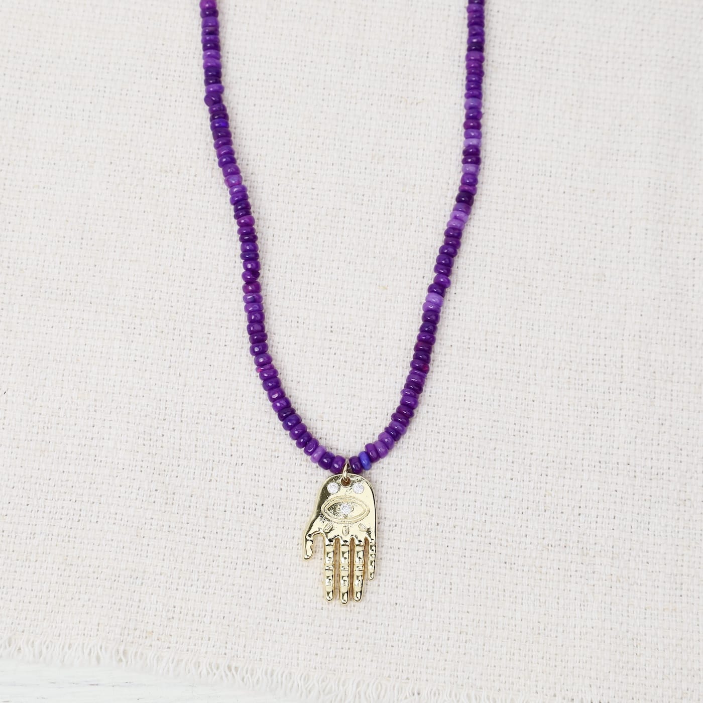 NKL-GPL Passion Flower Opal Hamsa Necklace