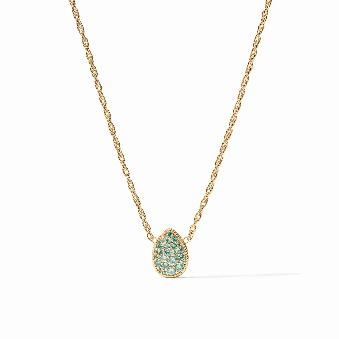 NKL-GPL Pave Teardrop Delicate Necklace - Aquamarine