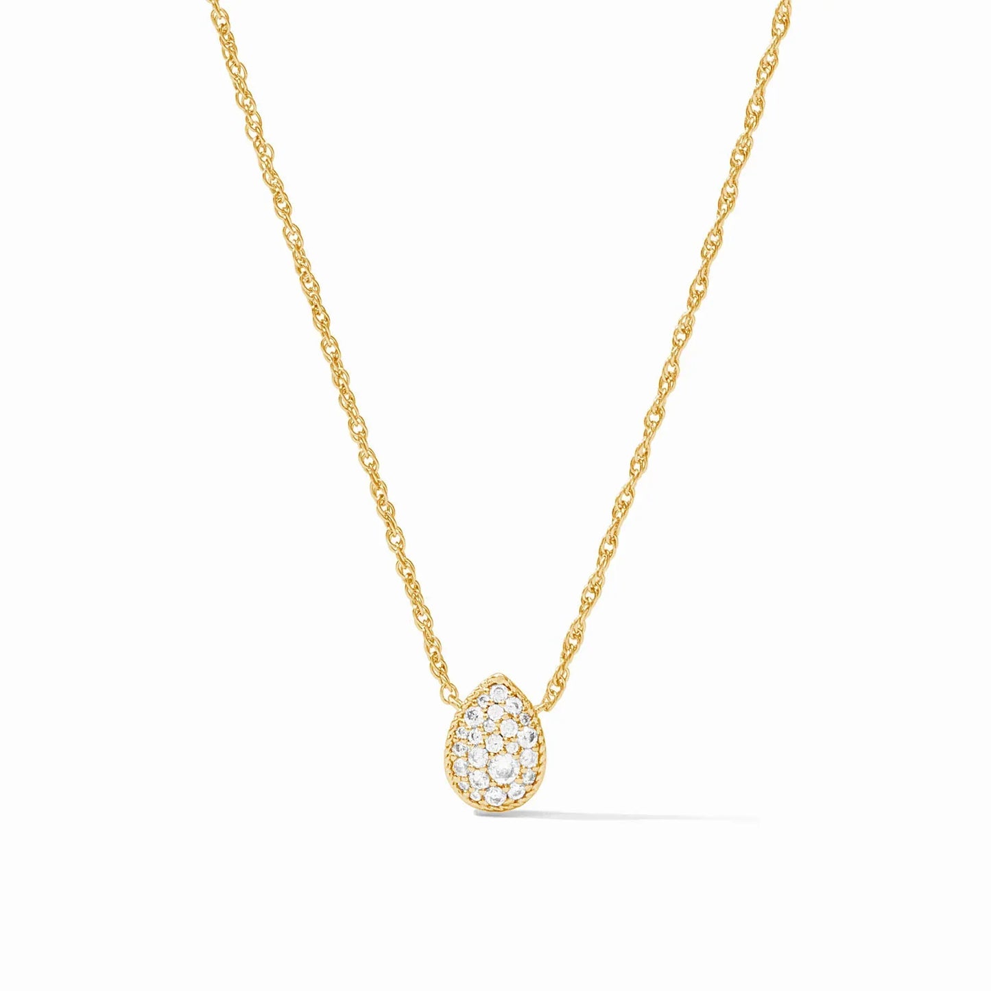 NKL-GPL Pave Teardrop Delicate Necklace - Clear CZ