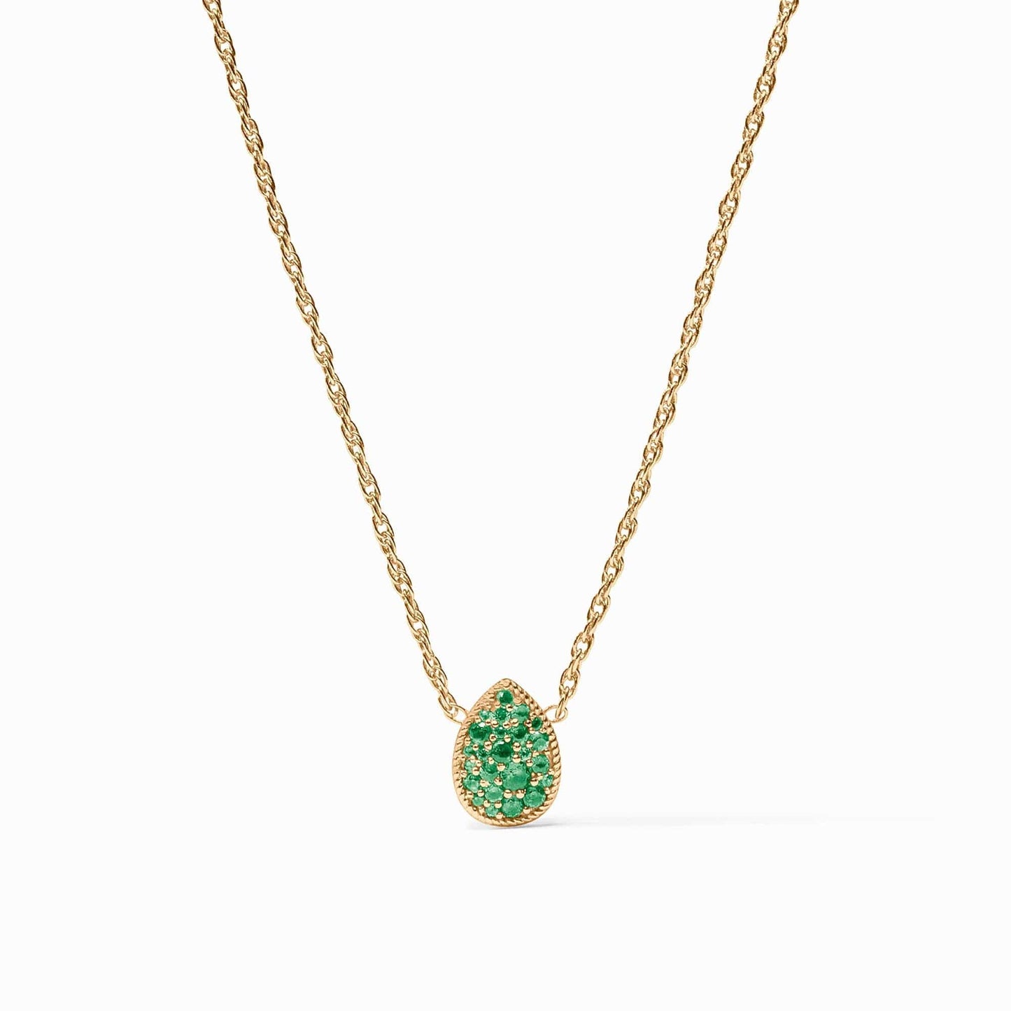 NKL-GPL Pavé Teardrop Delicate Necklace Emerald