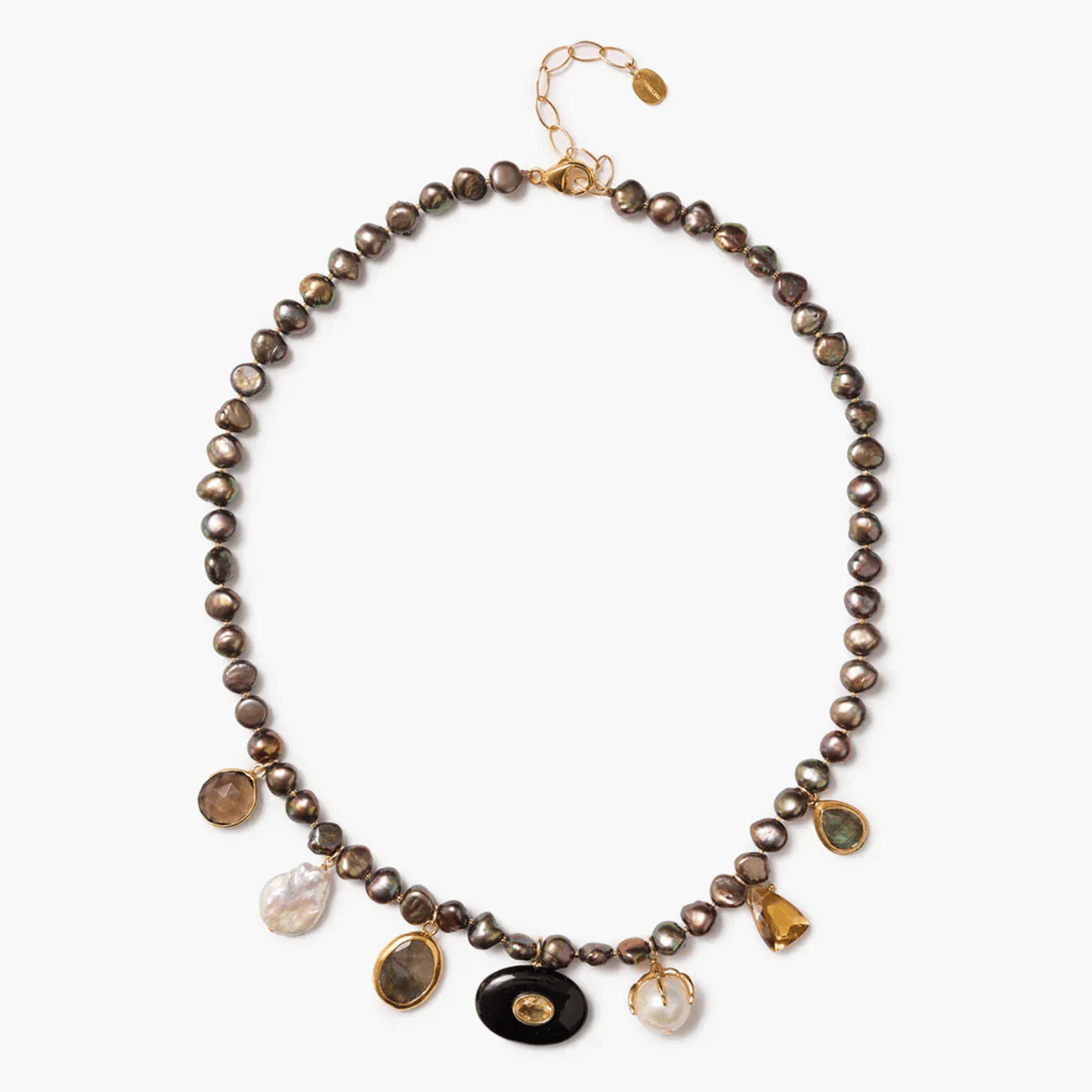 NKL-GPL Peacock Pearl Seed Charm Necklace