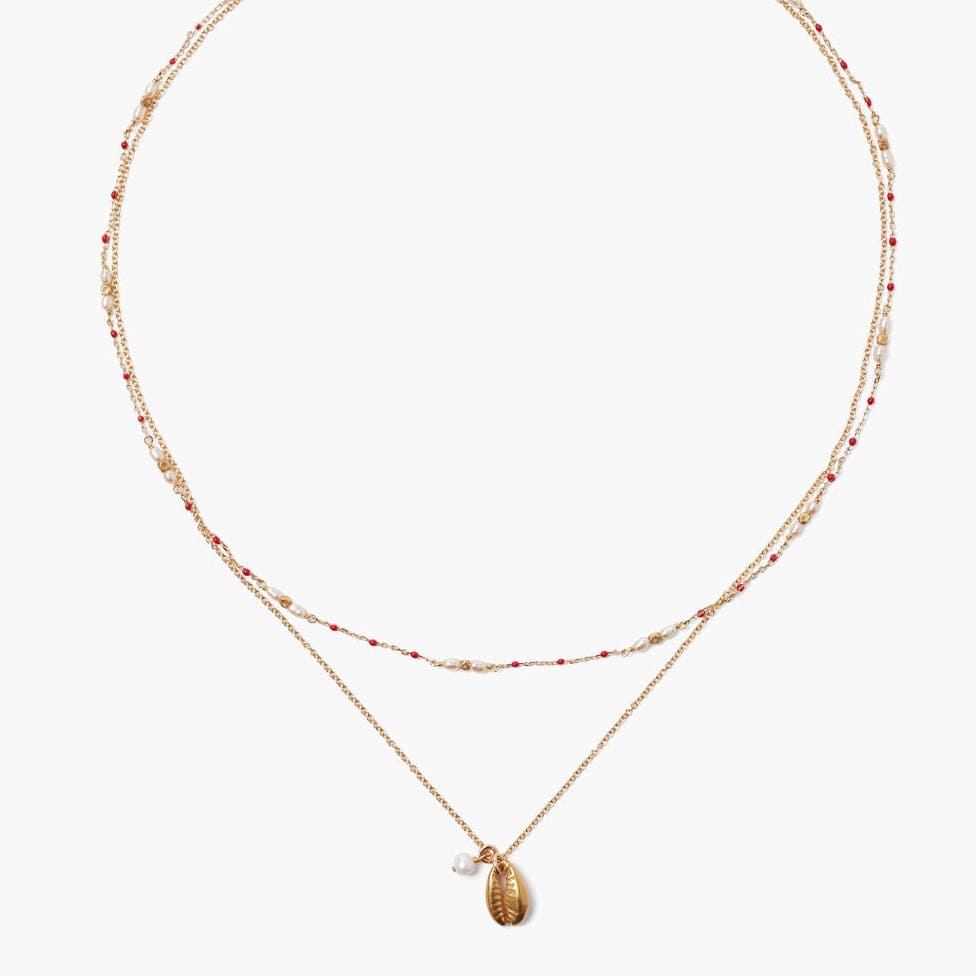 
                      
                        NKL-GPL Pearl and Red Enamel Bead Evil Eye Layer Necklace
                      
                    