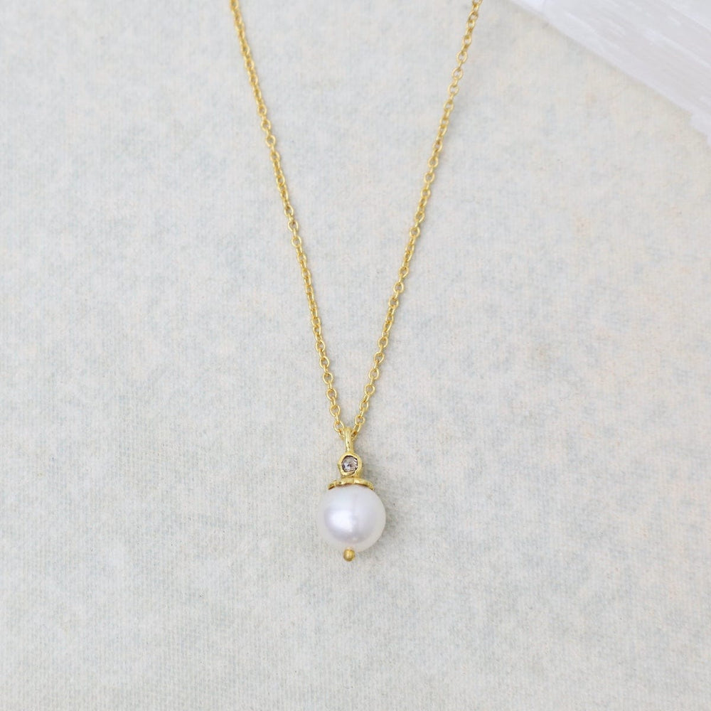 
                  
                    NKL-GPL Pearl Diamond Pendant on Chain Necklace
                  
                