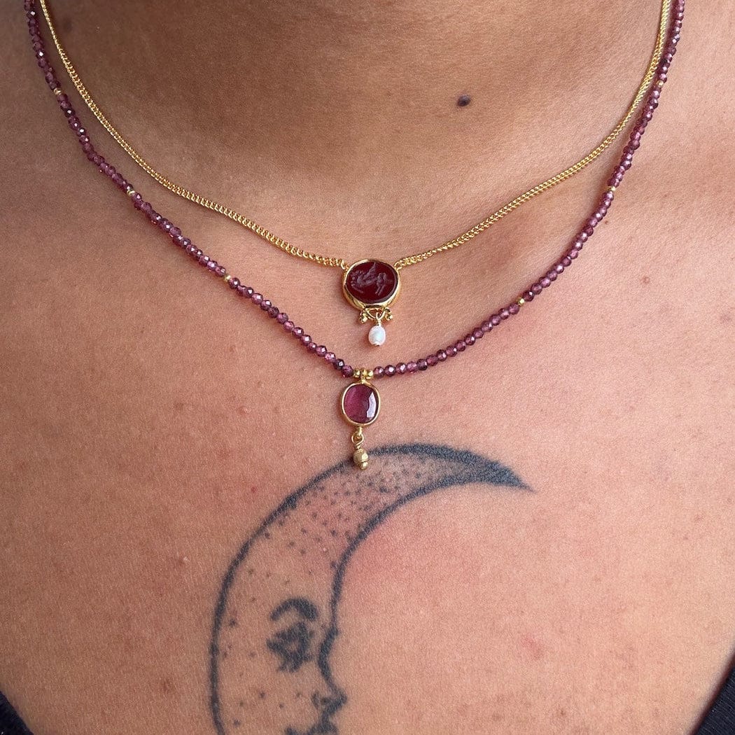 NKL-GPL Pegasus Intaglio Carnelian Necklace