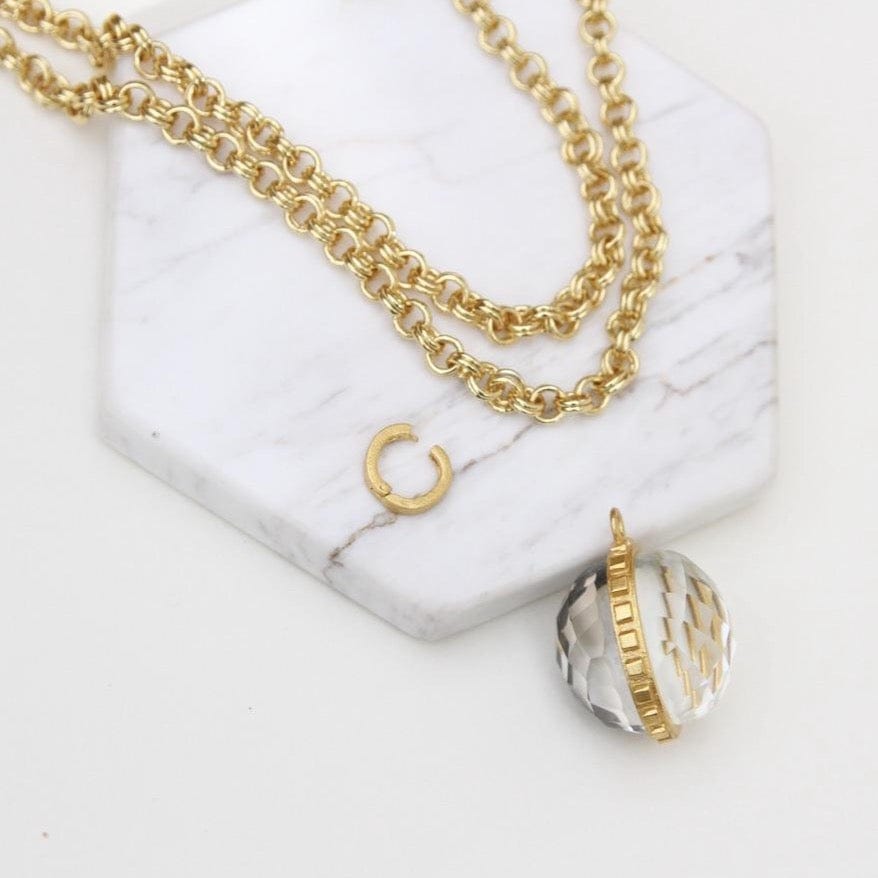 NKL-GPL Piazza Two-Sided Crystal Orb Pendant Necklace