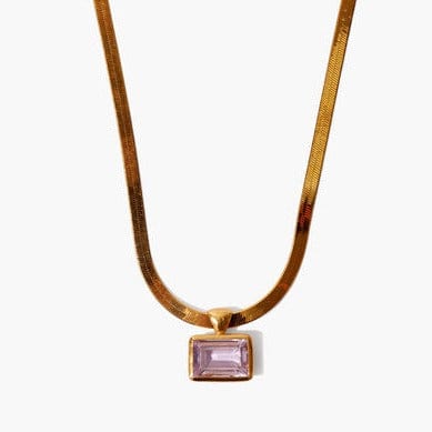 
                      
                        NKL-GPL Pink Amethyst Tab Herringbone Necklace
                      
                    