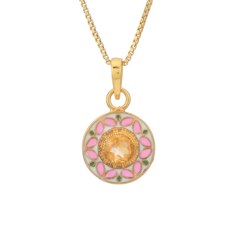 
                      
                        NKL-GPL Pink Enamel & Citrine Pendant Necklace
                      
                    