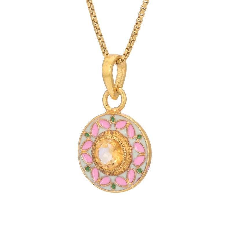 
                  
                    NKL-GPL Pink Enamel & Citrine Pendant Necklace
                  
                