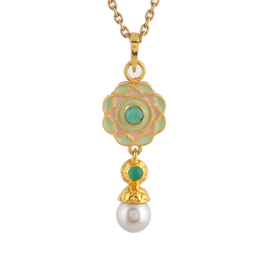 
                  
                    NKL-GPL Pink Green Enamel & Green Onyx Pendant Necklace
                  
                