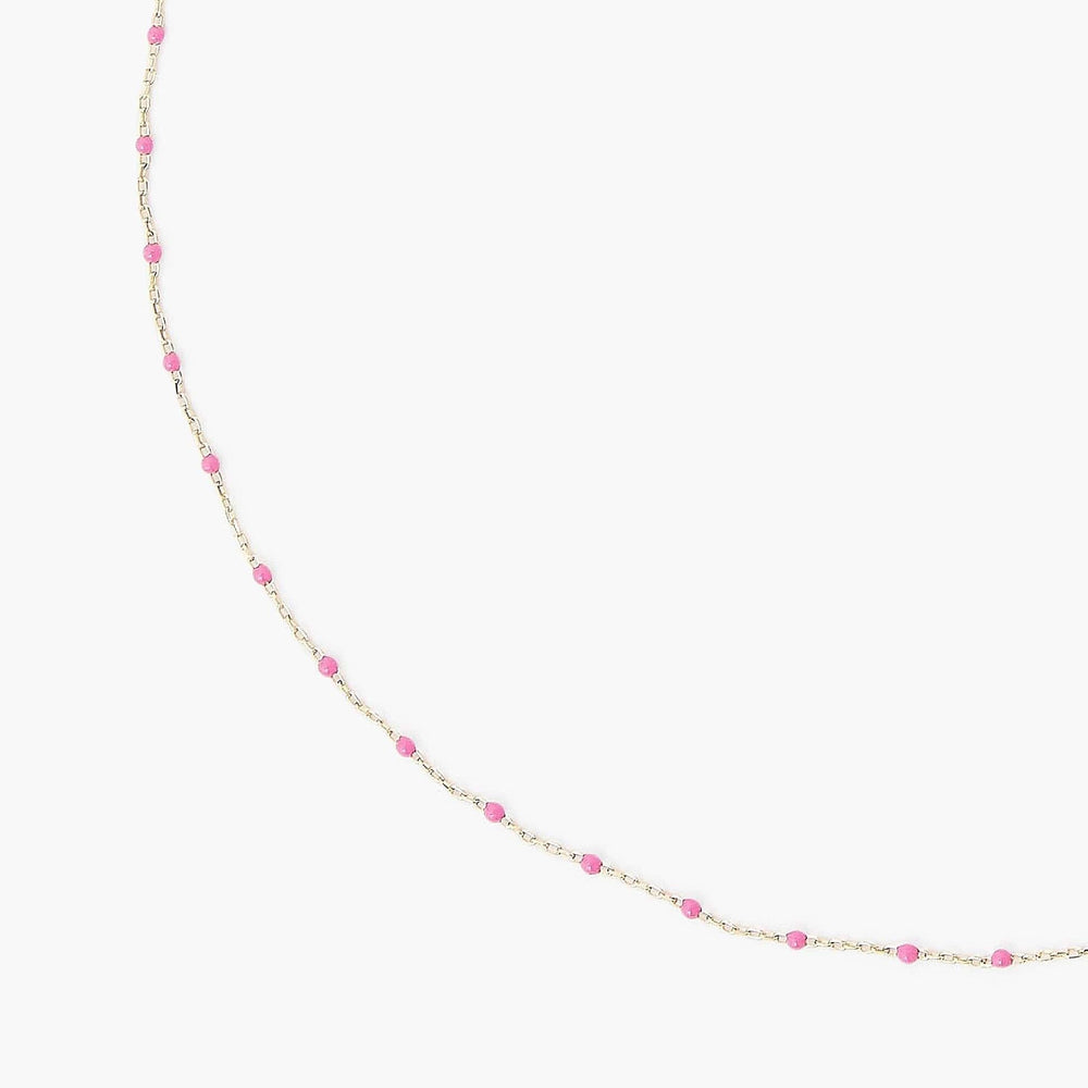 
                      
                        NKL-GPL Pink Rose Enamel Bead Necklace
                      
                    