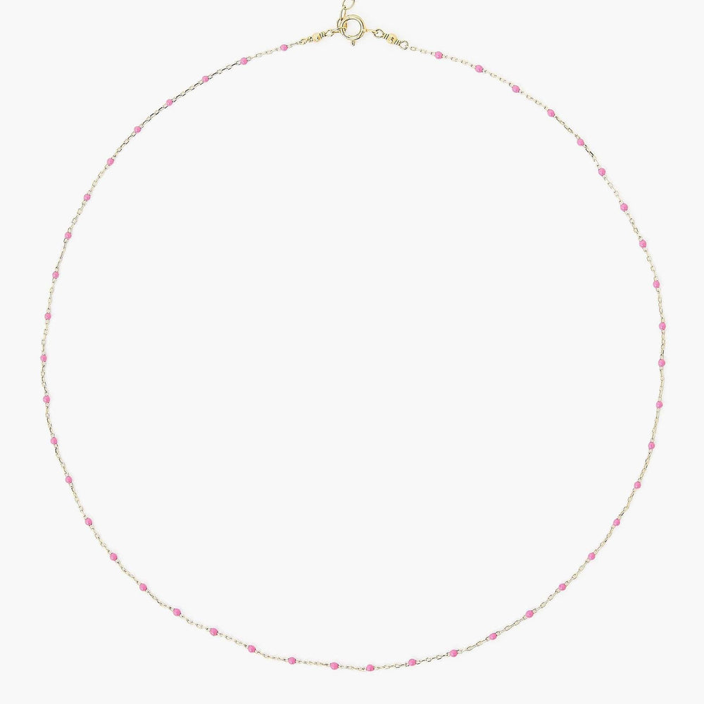 
                      
                        NKL-GPL Pink Rose Enamel Bead Necklace
                      
                    