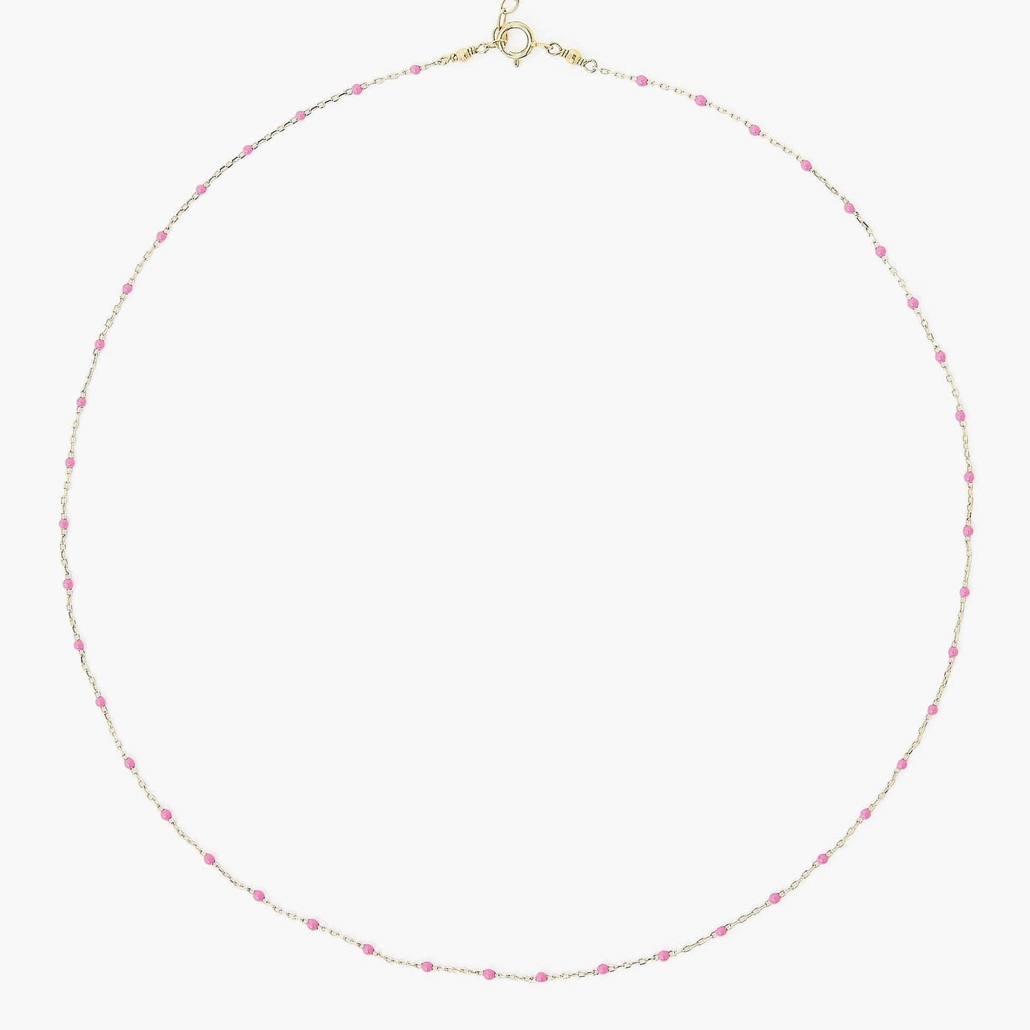 NKL-GPL Pink Rose Enamel Bead Necklace