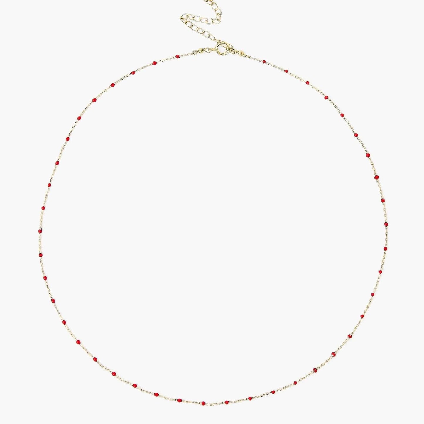 NKL-GPL Poppy Red Enamel Bead Necklace