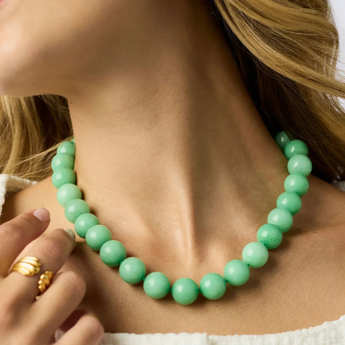 NKL-GPL Portofino Beaded Necklace - Aqua Jade