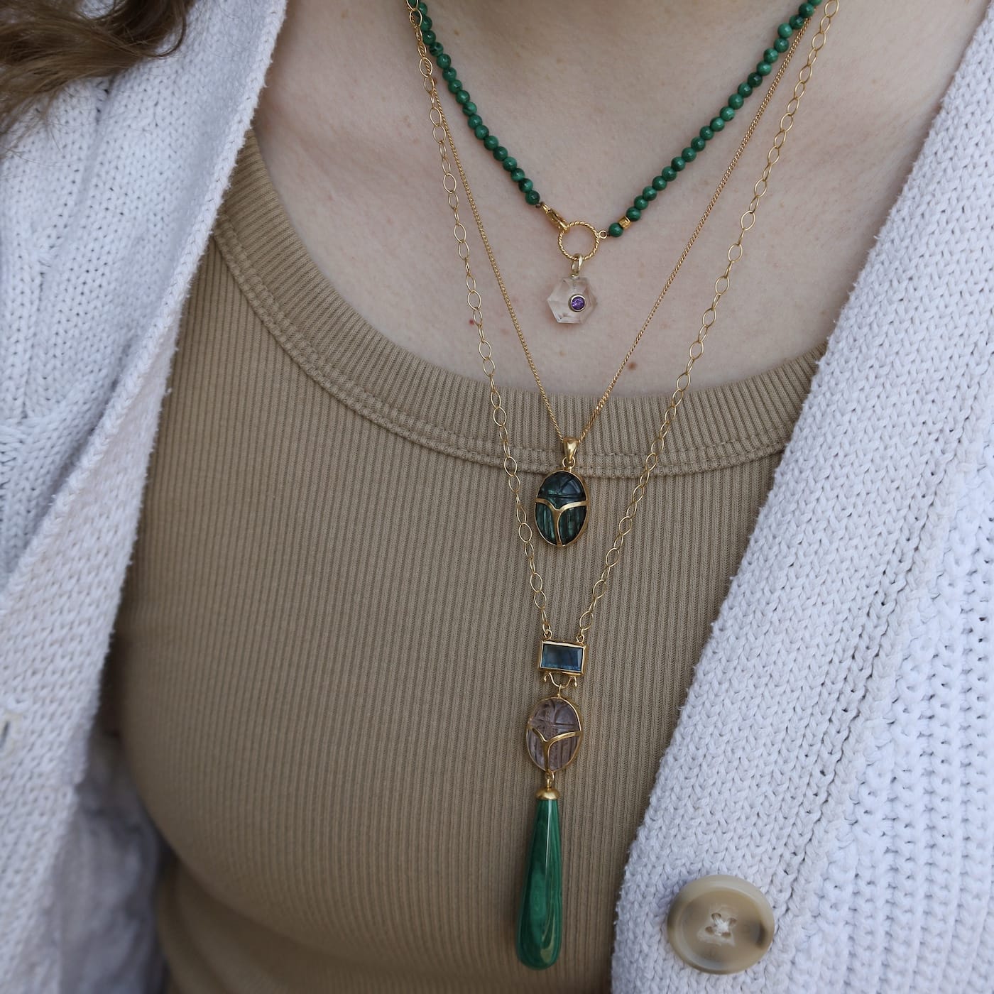 NKL-GPL Prism Necklace Malachite