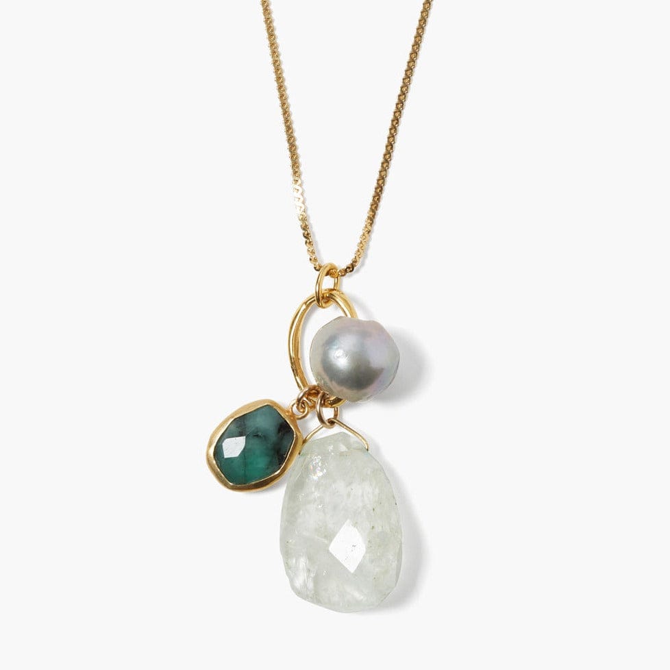 NKL-GPL Provence Seafoam Mix Charm Necklace