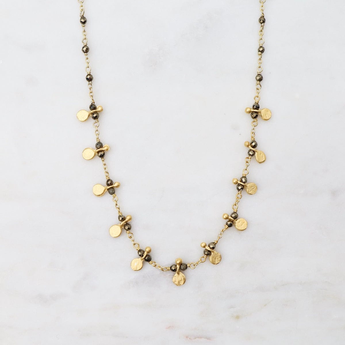 NKL-GPL Pyrite Egyptian Style Gold Necklace