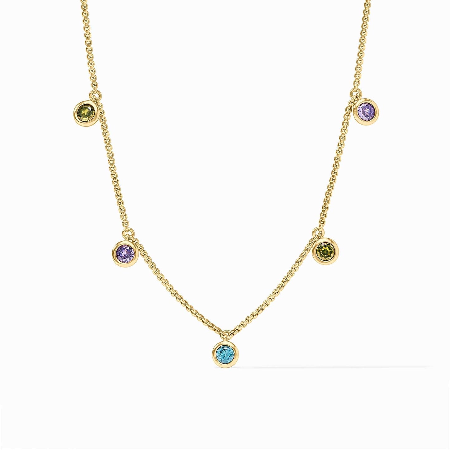 NKL-GPL Rainbow Delicate Charm Necklace Blue Twilight