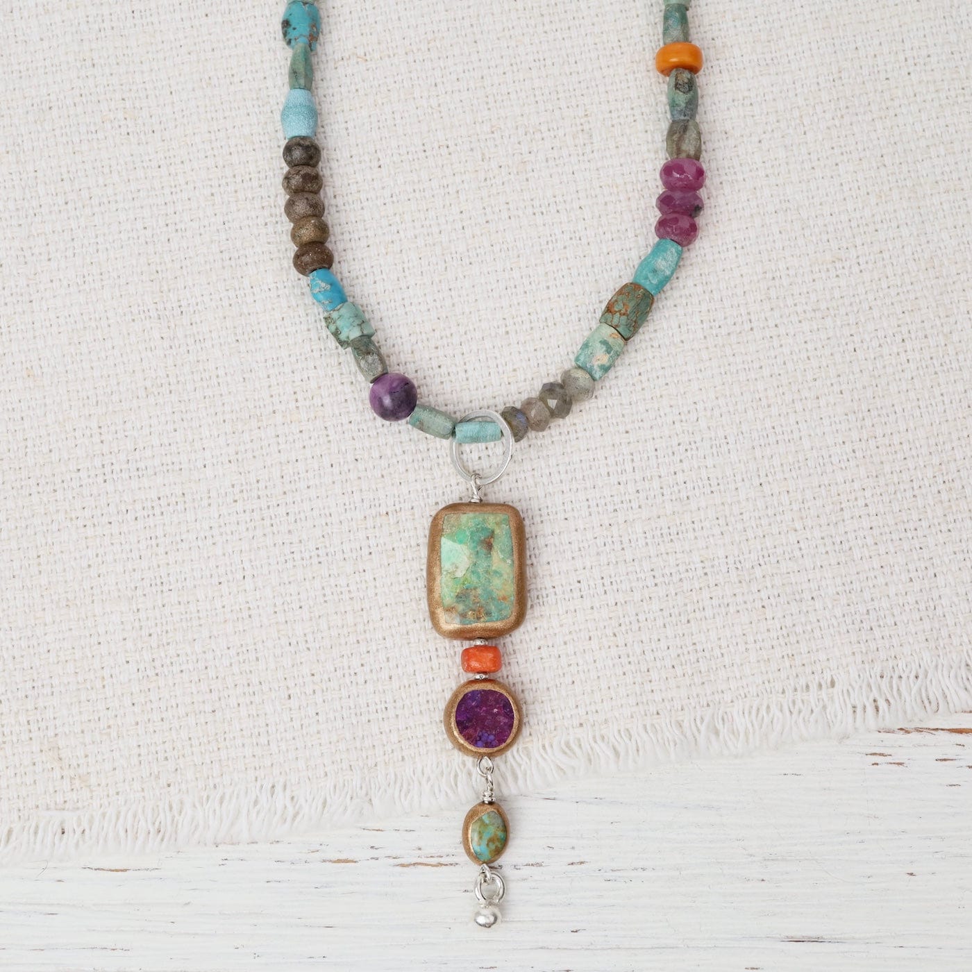 NKL-GPL Rapids with Green Turquoise Rectangle Pendant