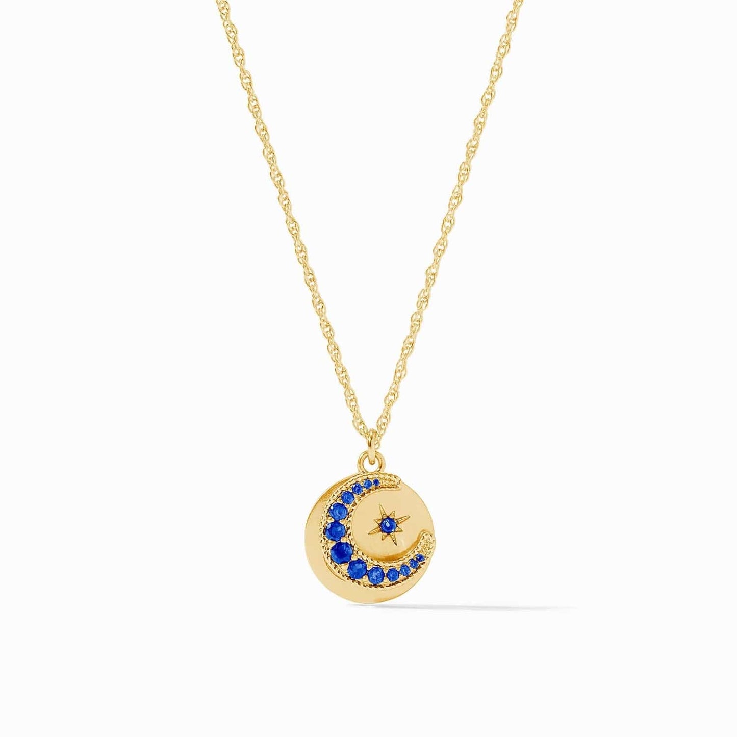 NKL-GPL Sapphire Blue CZ Luna Delicate Charm Necklace