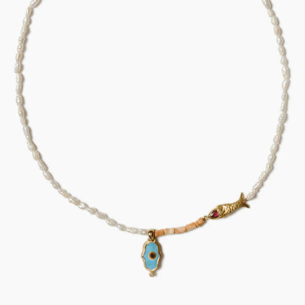 NKL-GPL Sedna Evil Eye Necklace Pearl Mix