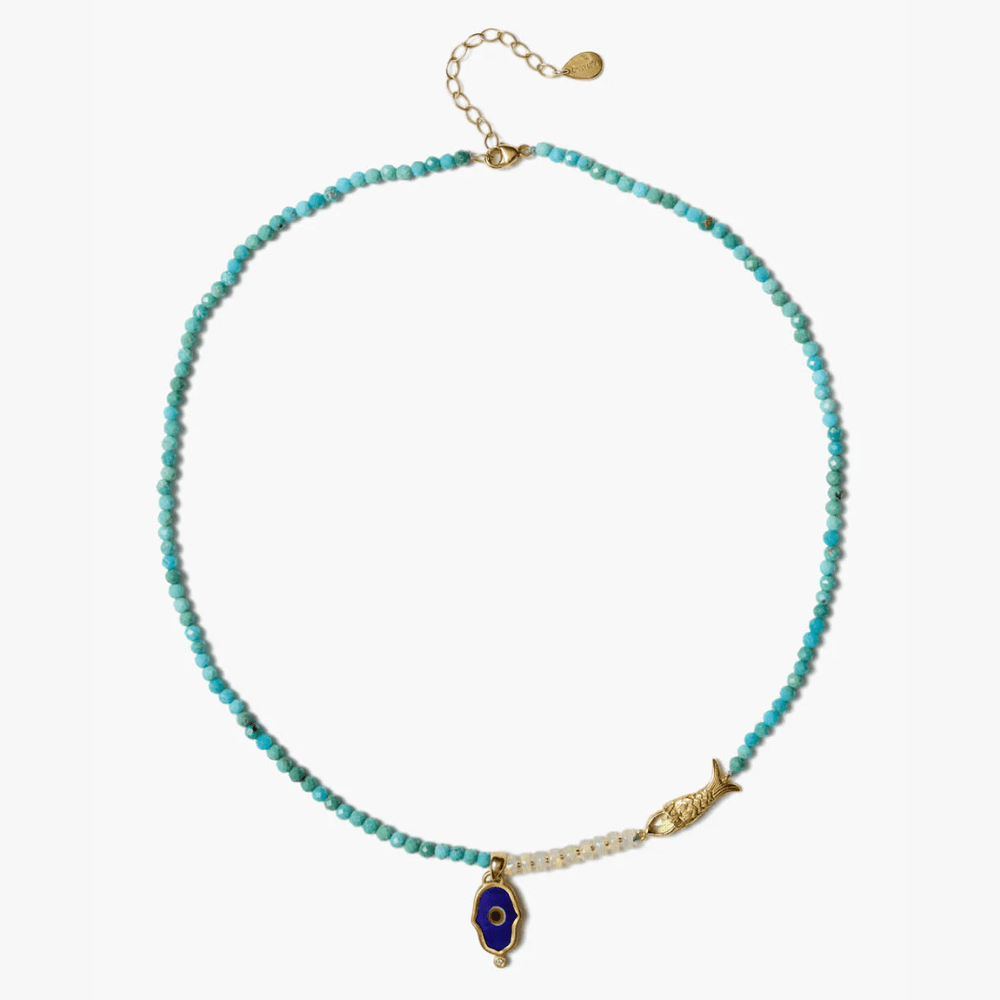 NKL-GPL Sedna Evil Eye Necklace Turquoise Mix