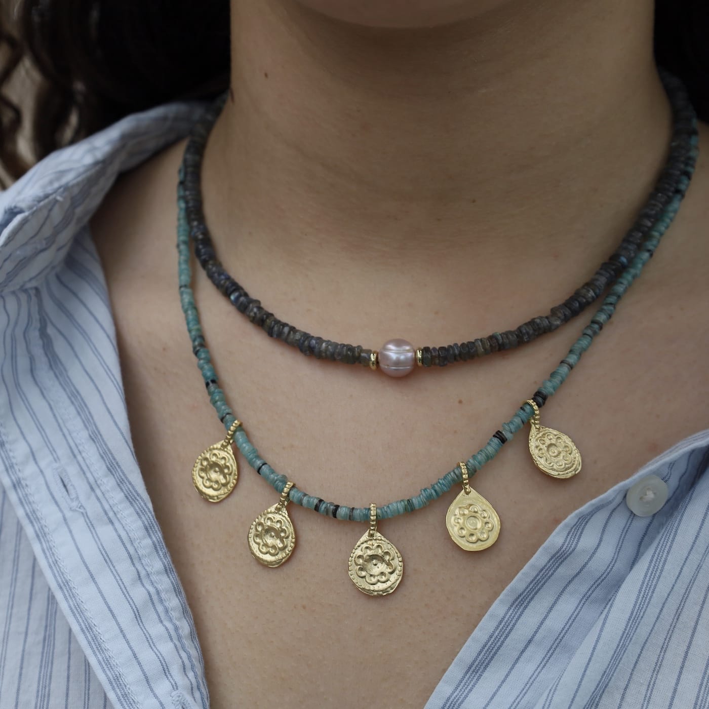 NKL-GPL Shell Mint Coin Necklace