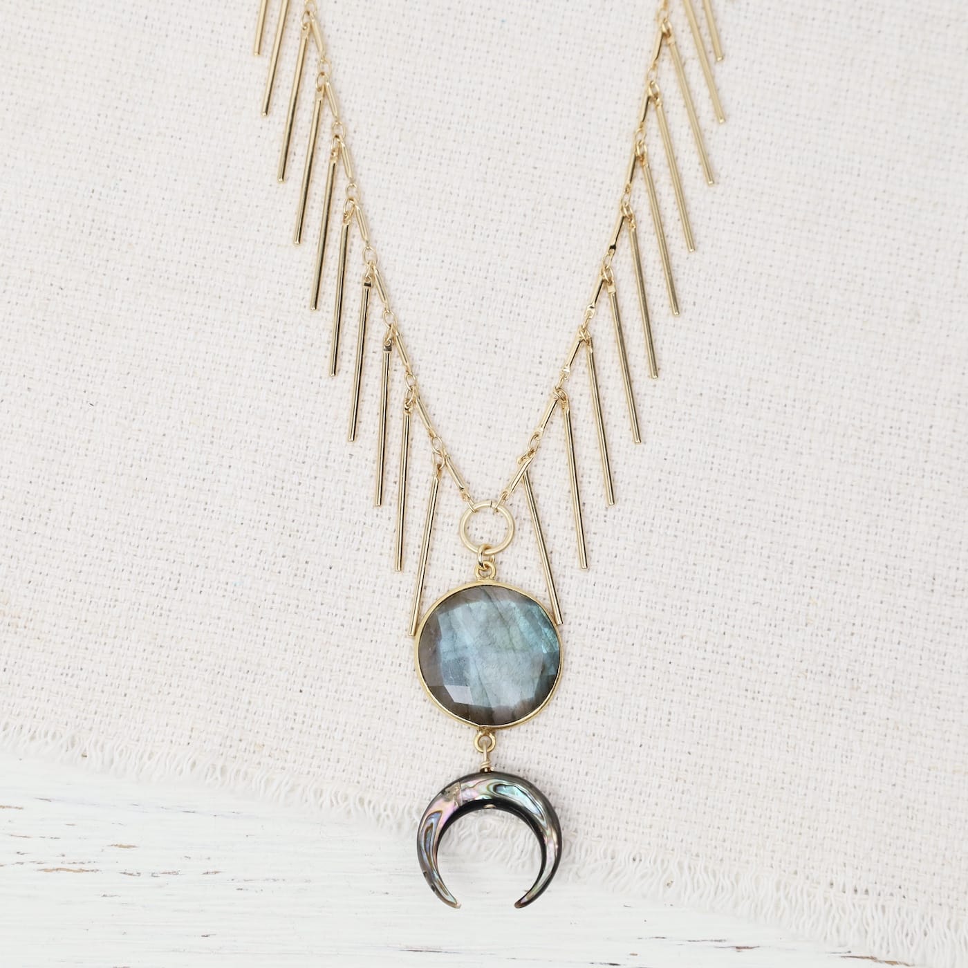 NKL-GPL Shimmer Nights Fringe Necklace - Labradorite