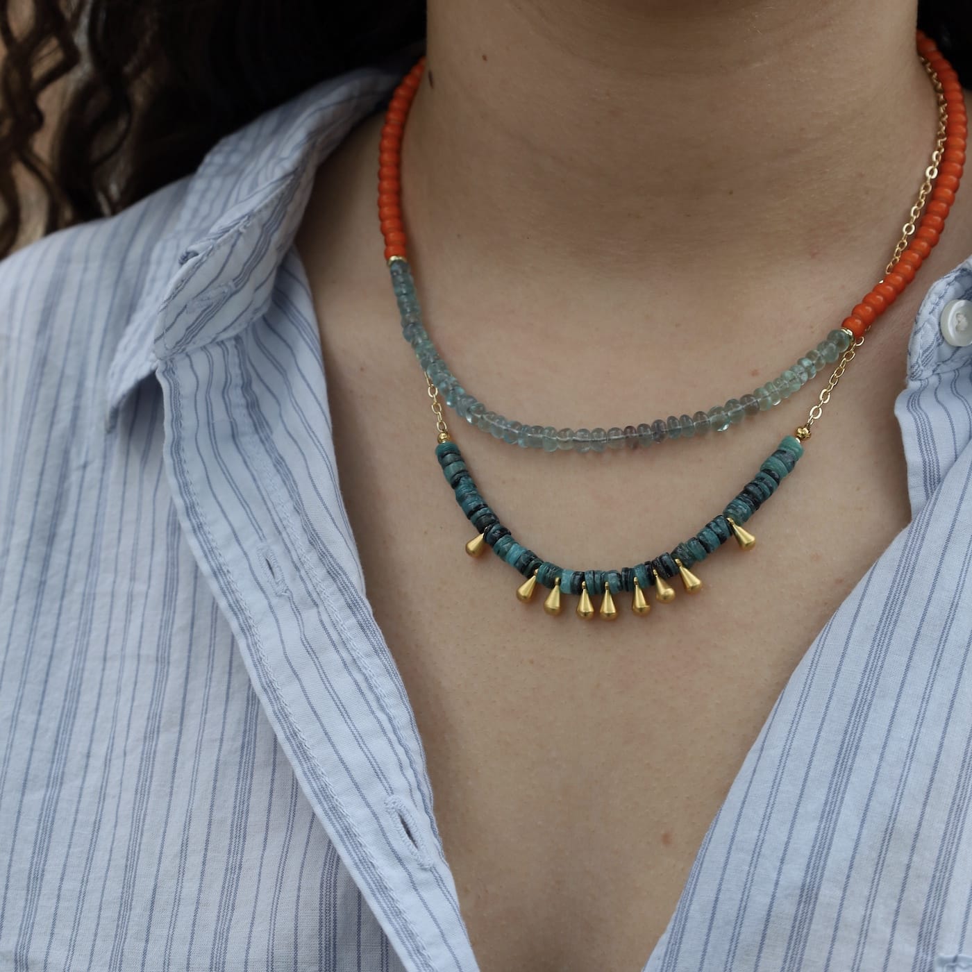 NKL-GPL Shimmy Necklace -Aqua