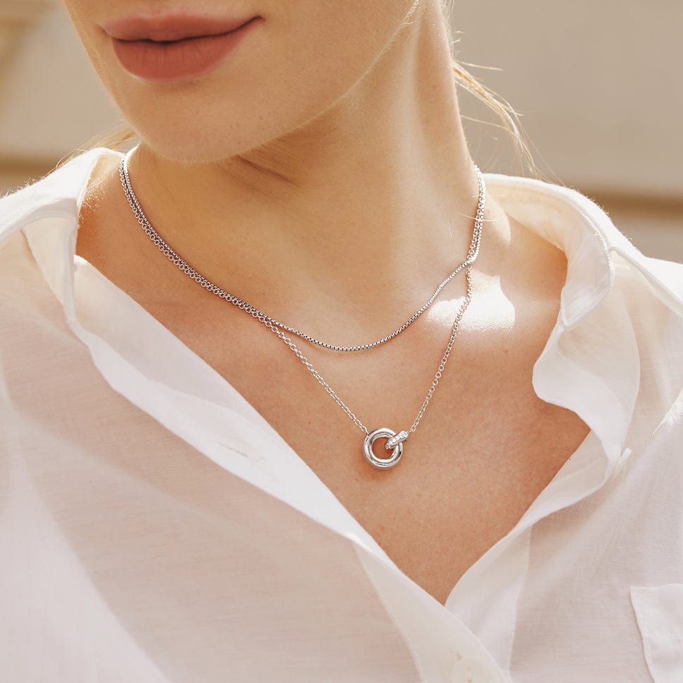 NKL-GPL Silver Linked Necklace