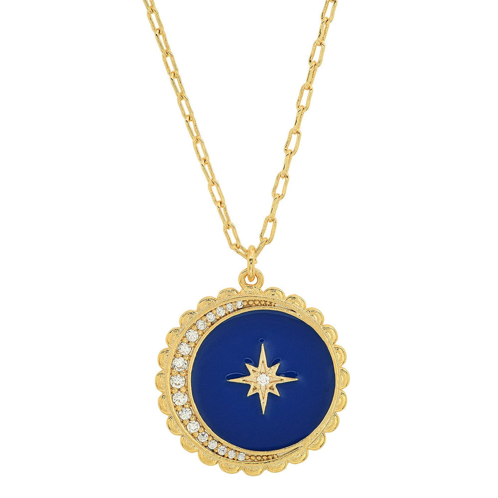 
                      
                        NKL-GPL Star & Moon Starburst Coin Pendant
                      
                    