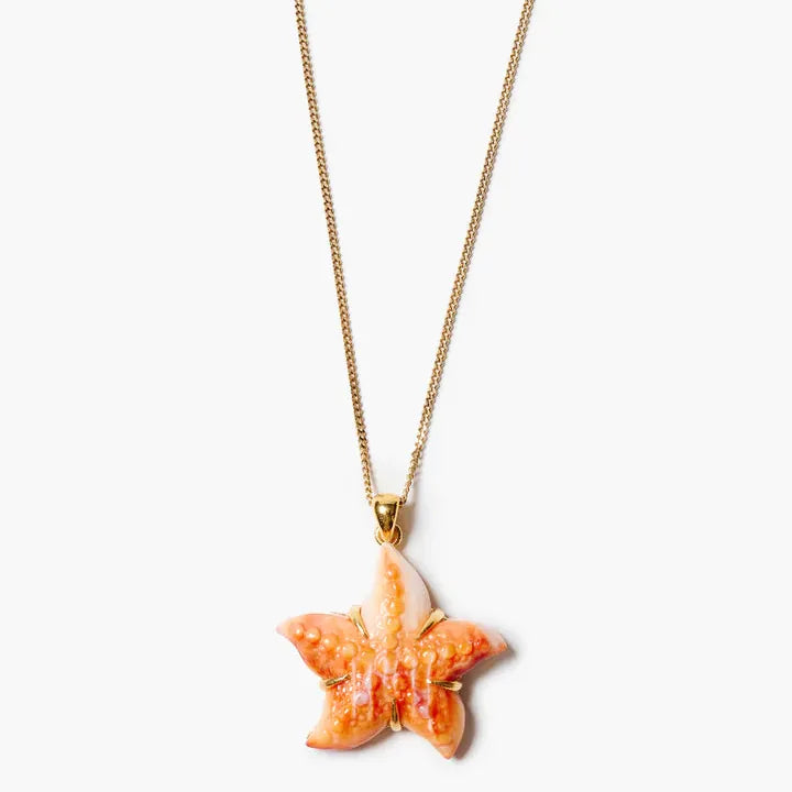 NKL-GPL Starfish Pendant Necklace Orange