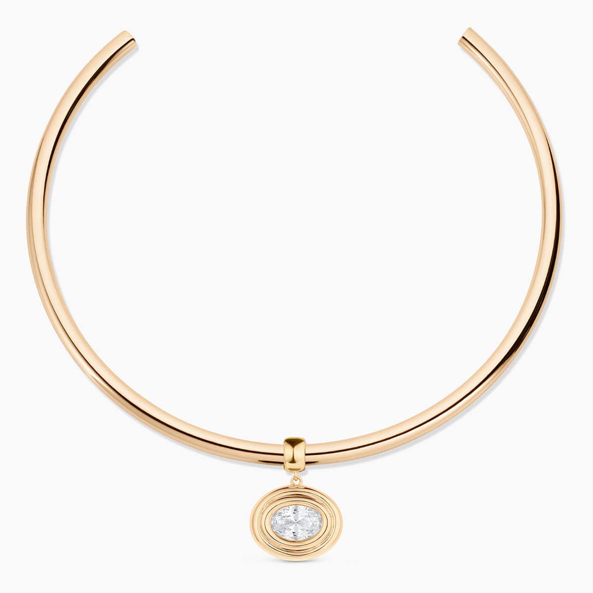 NKL-GPL Starlet Oval  Pendant Choker Necklace