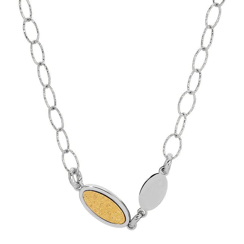 NKL-GPL Sterling Silver & Gold Plated Applique Oval Neckla