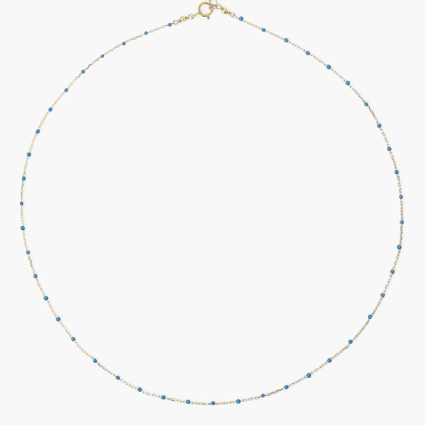 NKL-GPL Stone Blue Enamel Bead Necklace